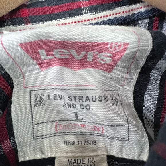 LEVIS MENS LONG SLEEVE SZ L PLAID PEARL SNAP BUTTON UP SHIRT - Picture 8 of 8